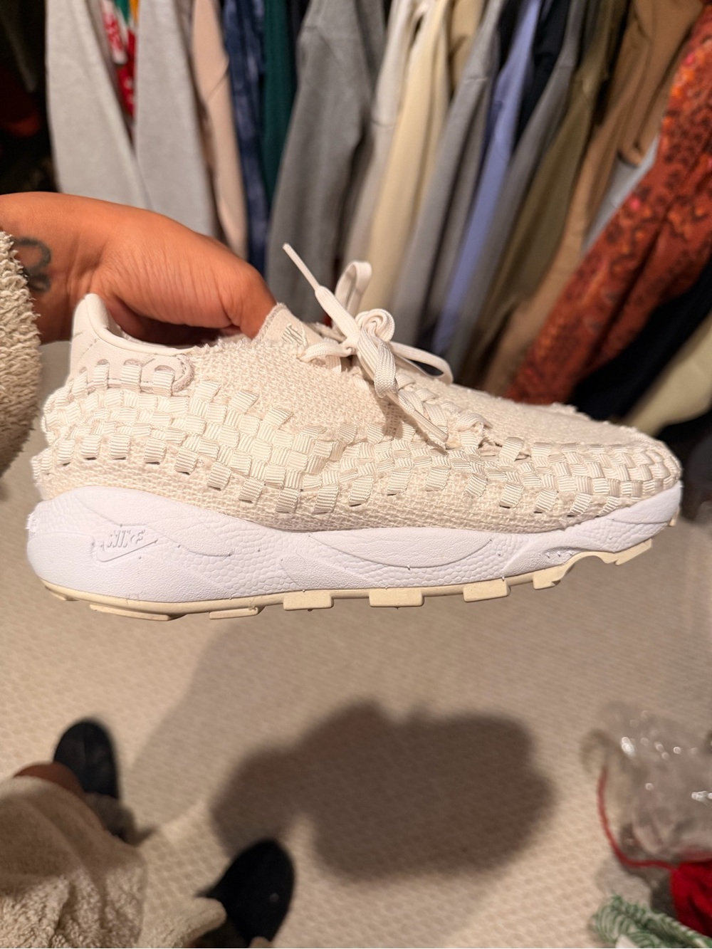 Nike Women’s Woven Sneaker in Cream/White